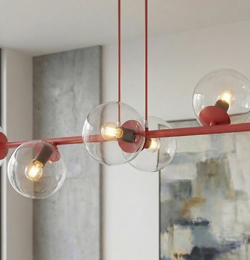 Lampa wisząca MAGNUS 8 BURGUNDY TRANSPARENT nowoczesna