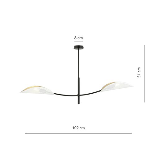 Lampa sufitowa LOTUS 2 WHITE/GOLD abażury czarna/biała/złota
