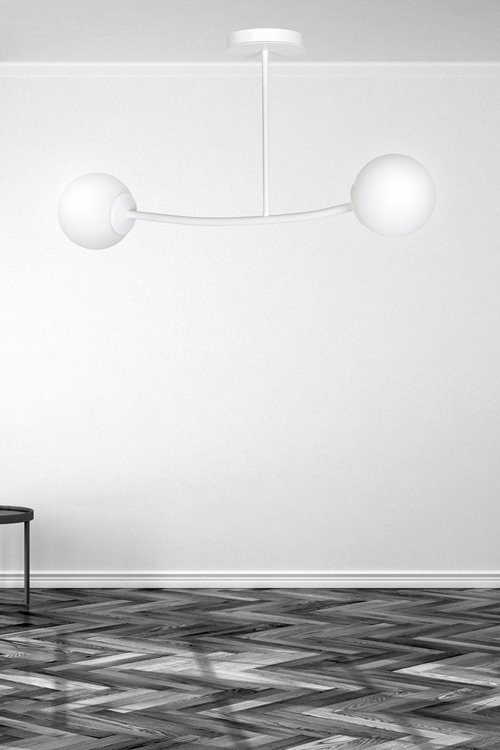 Lampa sufitowa HALLDOR 2 WHITE klasyczna, klosz, biała