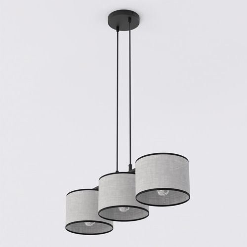 Lampa wisząca ECO 3 BL GRAY klasyczna, abażur, szara