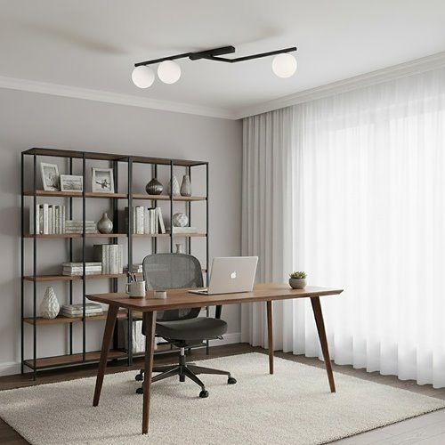 Lampa sufitowa NATON 3 BL OPAL plafon, czarna, metal