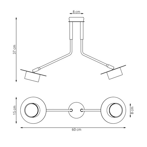 Lampa sufitowa MIZU 2 BL BLACK plafon, czarna, metal, loft
