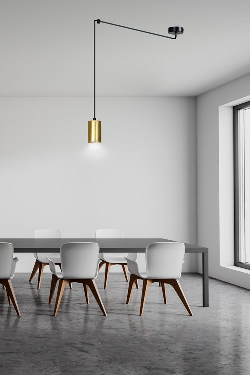 Lampa wisząca TRAKER 1 BL/GOLD nowoczesna pająk czarno/złota