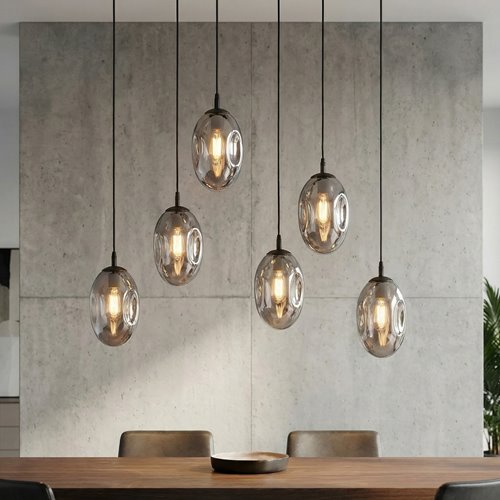 Lampa wisząca ASTRAL 6 BL GRAFIT desing klosze czarny/grafit