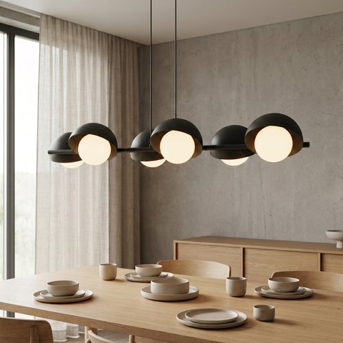 Lampa wisząca BOOM 6 BLACK nowoczesna, czarna, metal