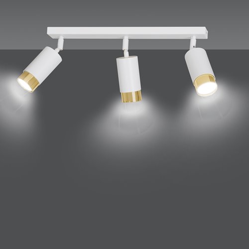 Lampa sufitowa HIRO 3 WH/GOLD tuby, metal, biało/złota