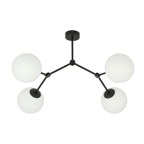 Lampa sufitowa SPACE 4 BL/OPAL kule klosze czarna/biała