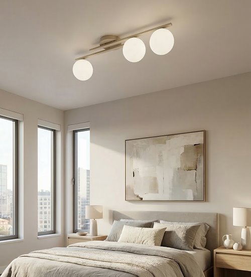 Lampa sufitowa KAIRO 3 MOKKA OPAL plafon, klosz, beżowa