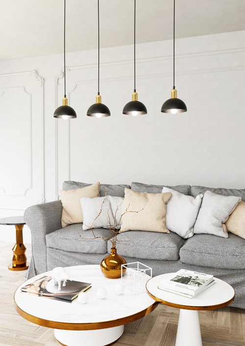 Lampa wisząca MOTO 4 BL, loft, metal, czarna, złota