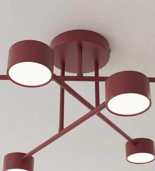 Lampa sufitowa HALO 6 BURGUNDY minimalistyczna, metal