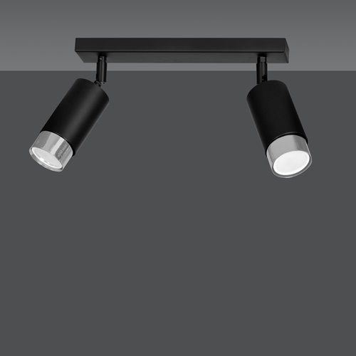 Lampa sufitowa HIRO 2 BL/CHROME tuby, metal, czarny/chrom