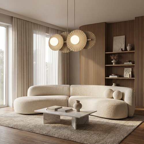 Lampa wisząca UMBRA 4 MOKKA OPAL loft, beżowa, metal, fala