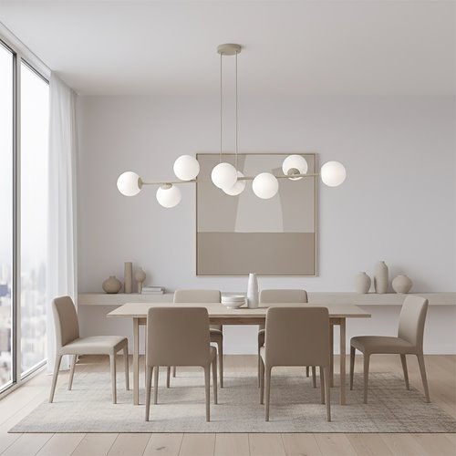 Lampa wisząca MAGNUS 8 MOKKA OPAL nowoczesna, klosz, beżowa