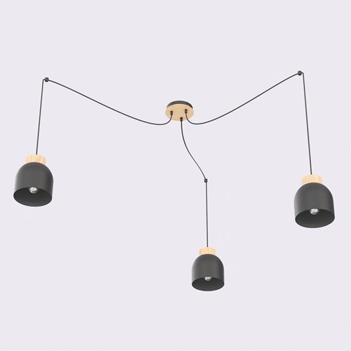Lampa wisząca KRU 3 BLACK nowoczesna, czarna, metal, pająk