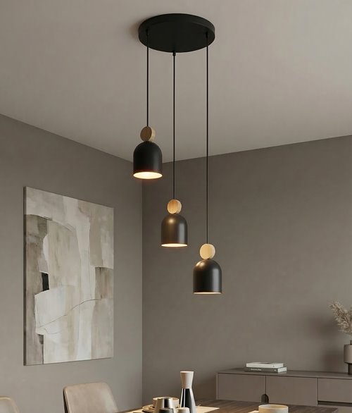 Lampa wisząca MESI 3PREM BLACK nowoczesna, czarna, metal