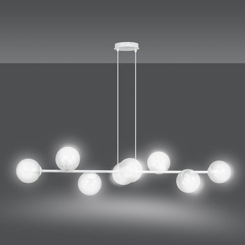 Lampa wisząca ROSSI 8 WH TRANSPARENT nowoczesna klosz biała