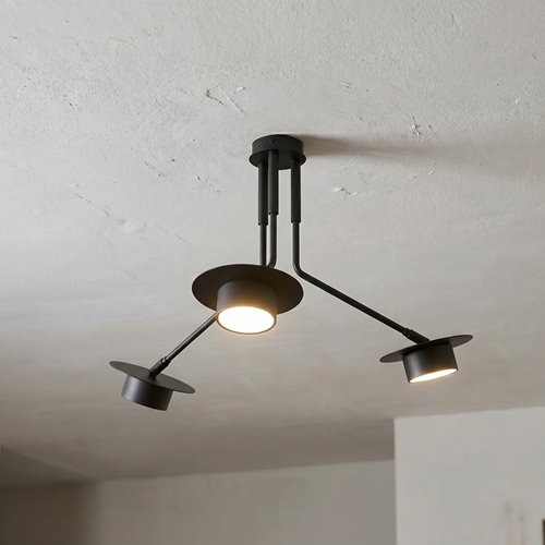 Lampa sufitowa MIZU 3 BL BLACK plafon, czarna, metal, loft