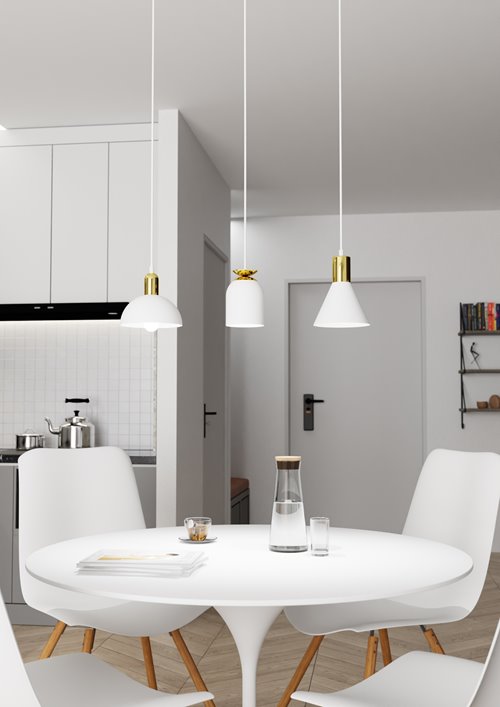 Lampa wisząca FOX 3 WH, loft, biały, złoty