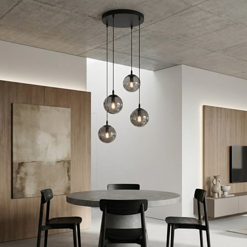 Lampa wisząca COSMO 4 BL PREMIUM GRAFIT loft, klosze, czarna