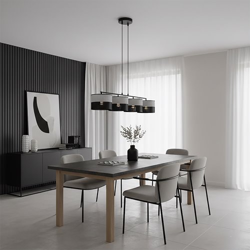 Lampa wisząca KARBON 4 BL GRAY klasyczna, abażur, szara