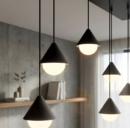 Lampa wisząca GIRO 6 BLACK nowoczesna, czarna, metal