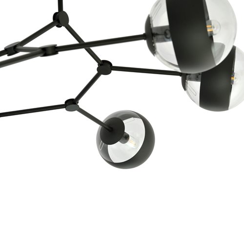 Lampa sufitowa SPACE 6 BL/STRIPE kule czarna/transparent