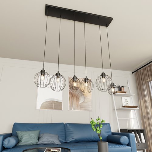 Lampa wisząca NANDO 6 BL loft, nowoczesna, czarna