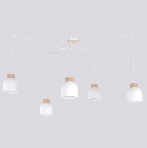 Lampa wisząca KRU 5 WHITE nowoczesna, biała, metal, pająk