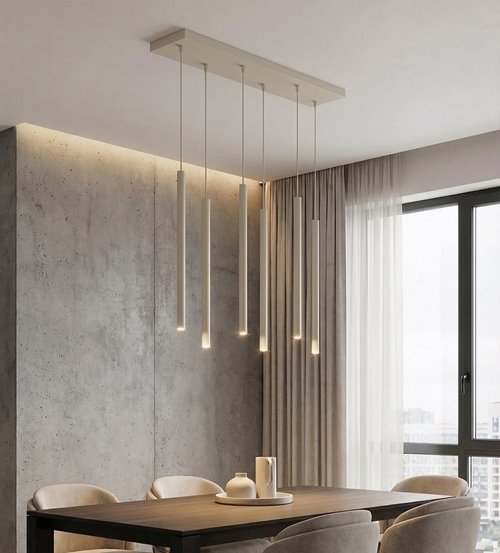 Lampa wisząca SELTER 6 MOKKA beżowa, glamour, sople