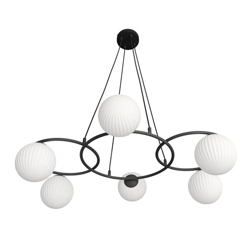 Lampa wisząca LIBRA 6 BL OPAL, design, klosz, biały, czarny