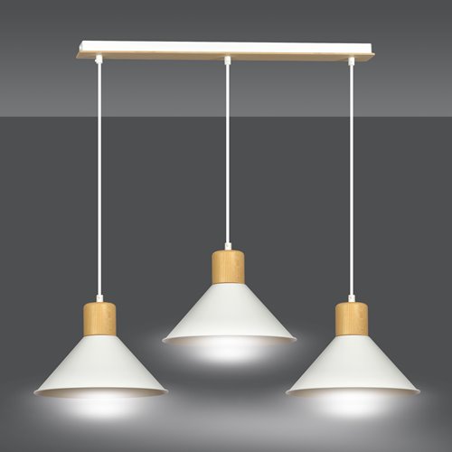 Lampa wisząca ROWEN 3 WHITE japandi, regulowana, biała