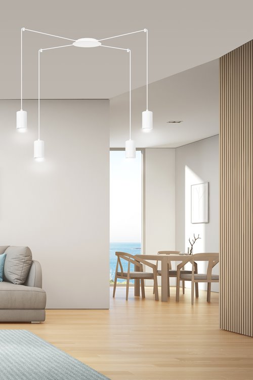 Lampa wisząca TRAKER 4 WH/WHITE nowoczesna, pająk, biała