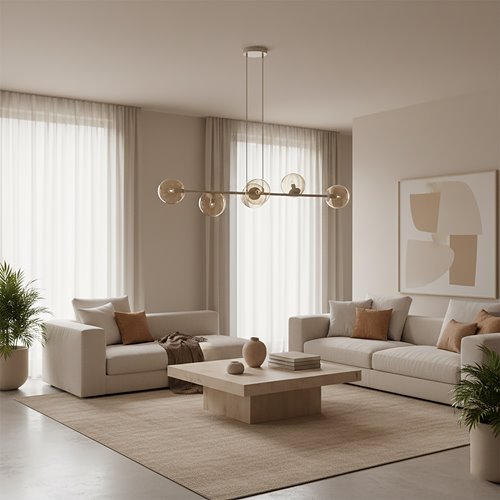 Lampa wisząca MAGNUS 6 MOKKA AMBER nowoczesna, klosz miodowa