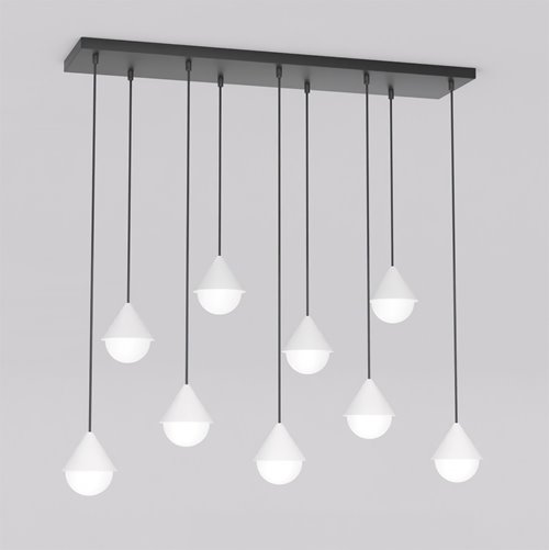Lampa wisząca GIRO 9 BL WHITE nowoczesna, czarna biała metal