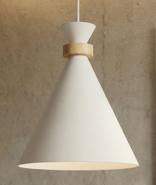 Lampa wisząca ZERO 1 WHITE nowoczesna, biała, metal, drewno