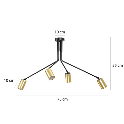 Lampa sufitowa VERNO 4 BLACK nowoczesna, metal, czarno/złota
