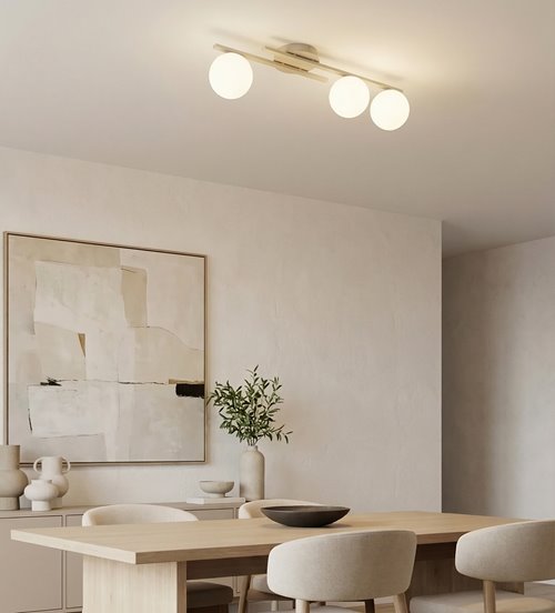 Lampa sufitowa KAIRO 3 MOKKA OPAL plafon, klosz, beżowa