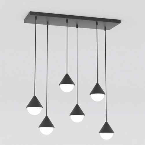 Lampa wisząca GIRO 6 BLACK nowoczesna, czarna, metal