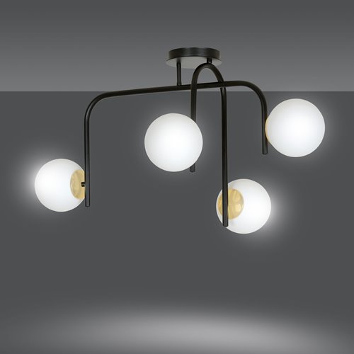 Lampa sufitowa RAGNAR 4B BLACK GOLD klosz czarno/biało/złota