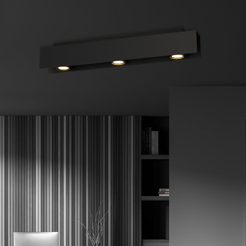 Lampa sufitowa KENNO 3 BLACK loft nowoczesna metalowa czarna