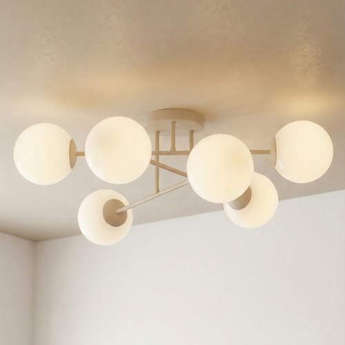 Lampa sufitowa ROMA 6 MOKKA nowoczesna, klosz, beżowa, biała