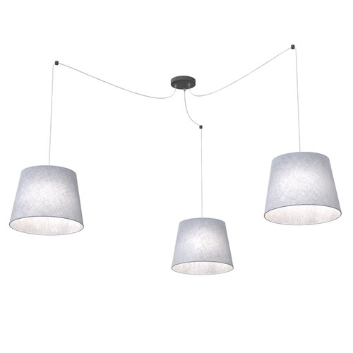 Lampa wisząca ASCOT 3 GRAY abażur, szary, klasyczna