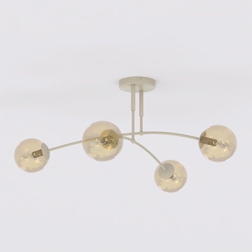 Lampa sufitowa PREGOS 4 MOKKA AMBER klasyczna, klosz, beżowa