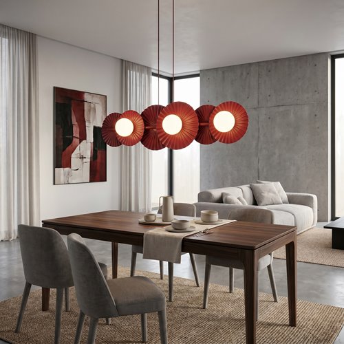 Lampa wisząca UMBRA 6 BURGUNDY OPAL loft, metal, fala