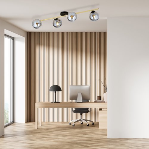 Lampa sufitowa SPLENDI 4 BL GRAFI plafon czarna/złota/grafit