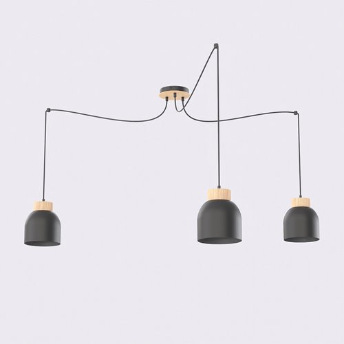 Lampa wisząca KRU 3 BLACK nowoczesna, czarna, metal, pająk