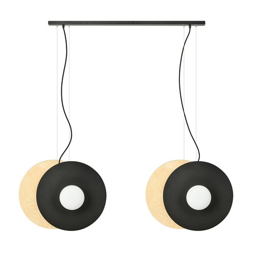 Lampa wisząca SOHO 4 BL OPAL designerska, drewno, klosze