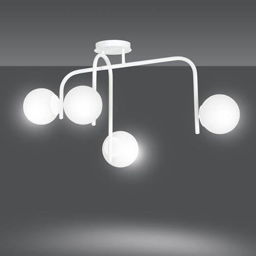 Lampa sufitowa KALF 4B WHITE klasyczna, klosz, biała
