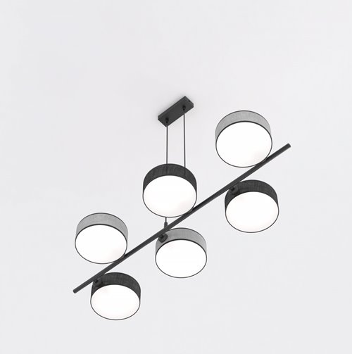 Lampa wisząca DRUMZ 6 MIX2 nowoczesna, szara, abażury