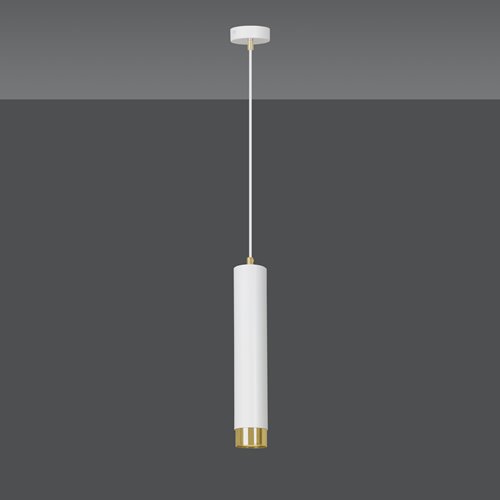 Lampa wisząca KIBO 1 WH/GOLD nowoczesna, tuby, biały, złoty